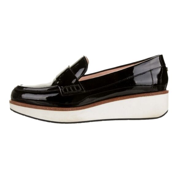 Kate Spade Priya Platform Wedge Oxford Patent Leather Loafers In Black Size 10.5 - Picture 1 of 11